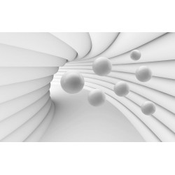 Photo murals white-gray with spheres 3d spiral tunnel