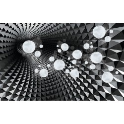 Wallpapers 3d dark tunnel with white spheres abstract in 2 colors