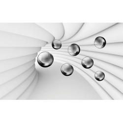 Photo murals gray 3d spiral with dark spheres in 2 colors Photo murals gray 3d spiral with dark spheres in 2 colors