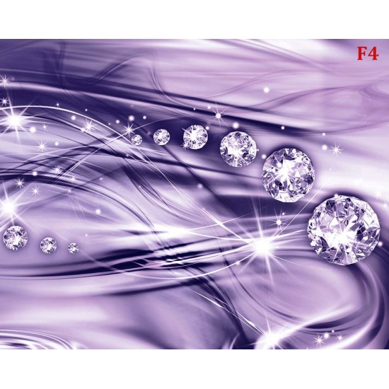 Photo mural modern waves with diamonds in purple and pink