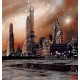 Photo mural sci-fi city view from the future in 2 colors