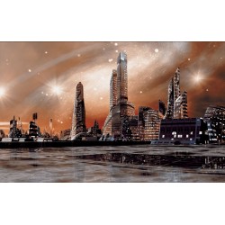 Photo mural sci-fi city view from the future in 2 colors