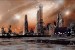 Photo mural sci-fi city view from the future in 2 colors
