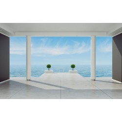 Photo mural room view with sea 3d effec
