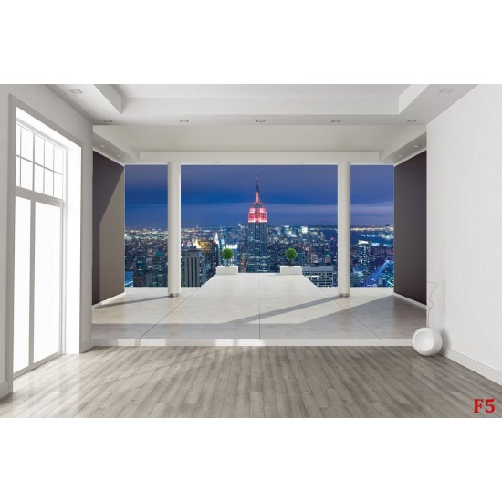 Photo mural room view with New York 3d effect Photo mural room view with New York 3d effect
