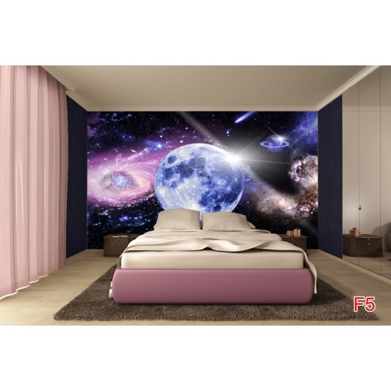 Photo mural cosmic planet with pink and blue shade Photo mural cosmic planet with pink and blue shade
