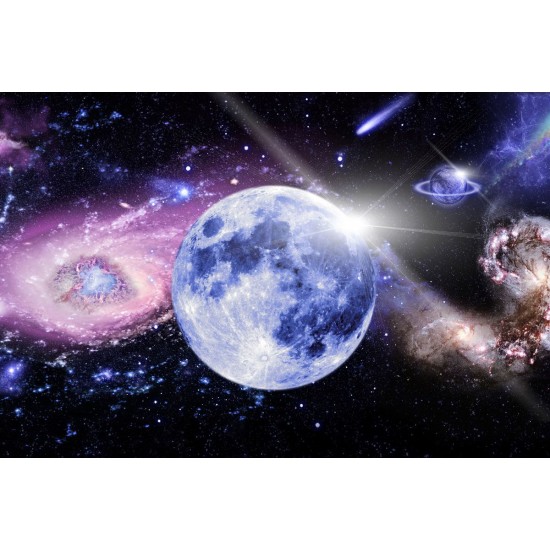 Photo mural cosmic planet with pink and blue shade Photo mural cosmic planet with pink and blue shade