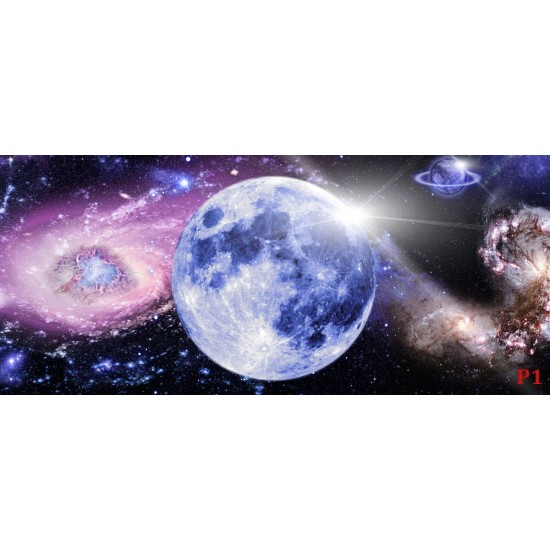Photo mural cosmic planet with pink and blue shade Photo mural cosmic planet with pink and blue shade