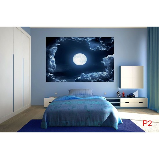 Wallpapers mural night clouds with a bright moon Wallpapers mural night clouds with a bright moon