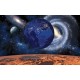 Wall mural deep space and earth in blue and orange-red