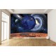 Wall mural deep space and earth in blue and orange-red