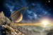 Photo mural space and planet in sunset