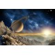 Photo mural space and planet in sunset