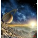 Photo mural space and planet in sunset