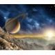 Photo mural space and planet in sunset