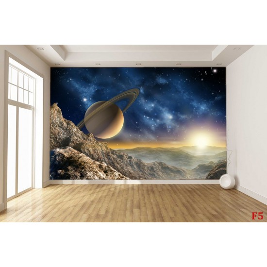 Photo mural space and planet in sunset