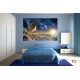 Photo mural space and planet in sunset