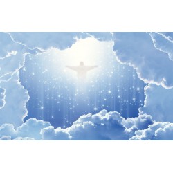 Wall murals space abstraction with clouds and Jesus
