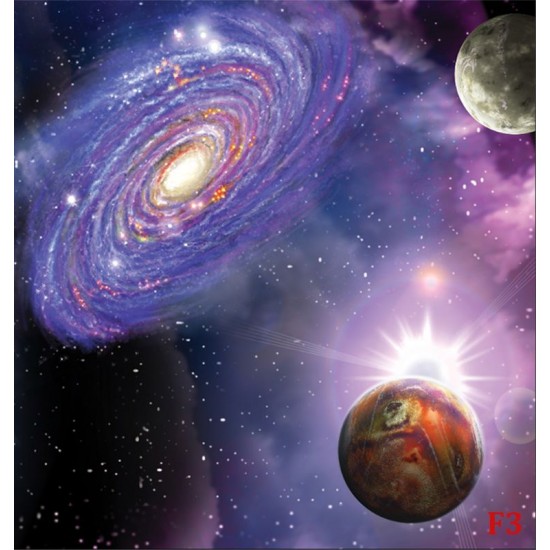Wall mural 3d abstraction with planets and radiance