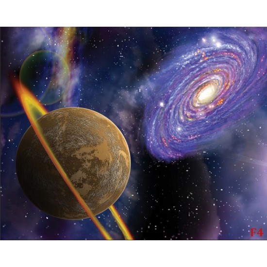 Wall mural 3d abstraction with planets and radiance