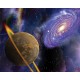 Wall mural 3d abstraction with planets and radiance