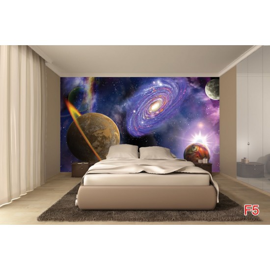 Wall mural 3d abstraction with planets and radiance