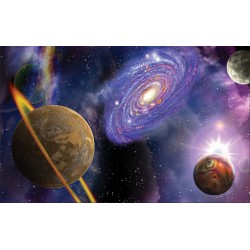 Wall mural 3d abstraction with planets and radiance Wall mural 3d abstraction with planets and radiance