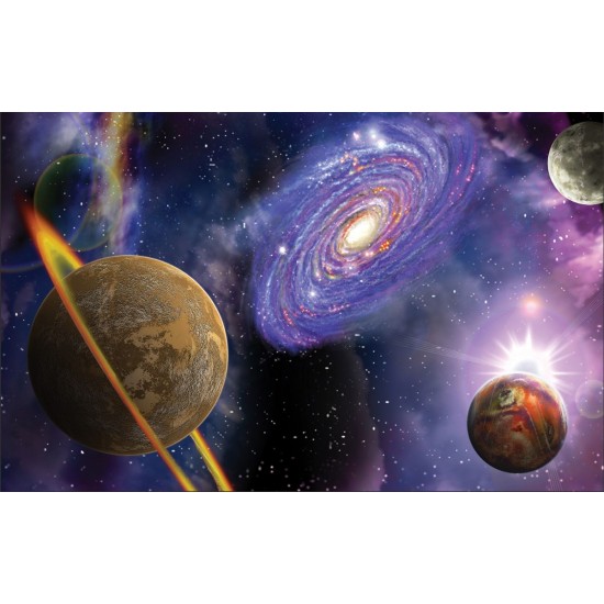 Wall mural 3d abstraction with planets and radiance