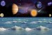 Wallpaper beautiful space view combine with sea waves