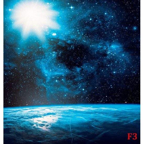 Wallpaper Space view with sun land and stars Wallpaper Space view with sun land and stars