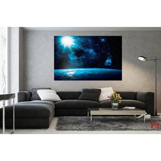 Wallpaper Space view with sun land and stars Wallpaper Space view with sun land and stars