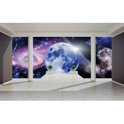 Photo mural room view with cosmos 3d effect Photo mural room view with cosmos 3d effect