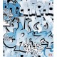 Photo mural graffiti with light blue lettering
