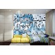 Photo mural graffiti with light blue lettering