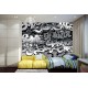 Wall mural graffiti with black lettering