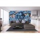 Wall murals brick wall witth graffiti and jaguar in 2 colors