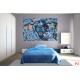 Wall murals brick wall witth graffiti and jaguar in 2 colors