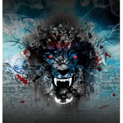 Wall mural painted tiger art painting graffiti in 2 colors