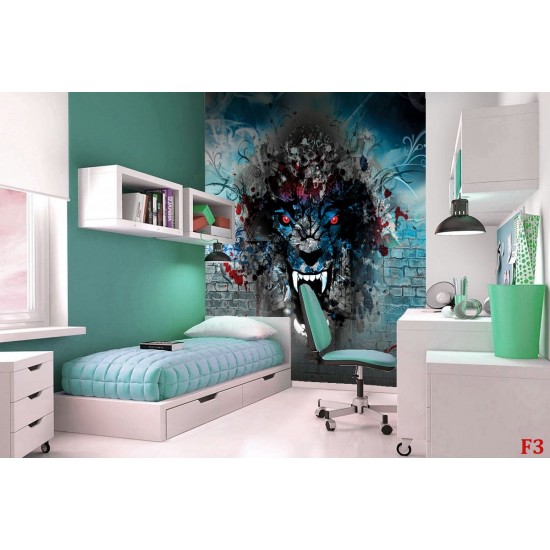 Wall mural painted tiger art painting graffiti in 2 colors