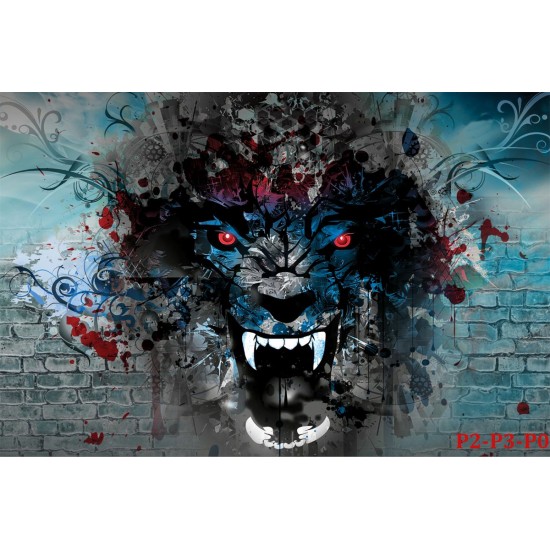Wall mural painted tiger art painting graffiti in 2 colors
