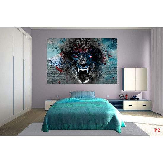 Wall mural painted tiger art painting graffiti in 2 colors