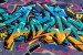 Wall mural graffiti plastering wall in 2 colors
