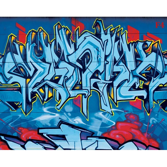 Wall -photo mural graffiti wall décor yellow lines in 2 colors Wall -photo mural graffiti wall décor yellow lines in 2 colors