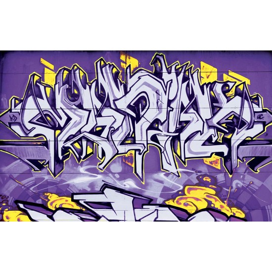 Wall -photo mural graffiti wall décor yellow lines in 2 colors Wall -photo mural graffiti wall décor yellow lines in 2 colors
