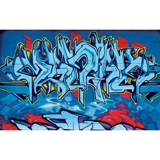 Wall -photo mural graffiti wall décor yellow lines in 2 colors Wall -photo mural graffiti wall décor yellow lines in 2 colors
