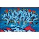 Wall -photo mural graffiti wall décor yellow lines in 2 colors Wall -photo mural graffiti wall décor yellow lines in 2 colors