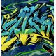 Wall murals wall graffiti in blue and yellow colors
