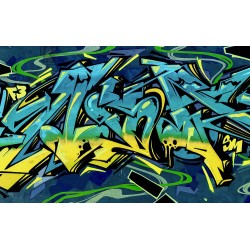 Wall murals wall graffiti in blue and yellow colors
