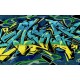 Wall murals wall graffiti in blue and yellow colors