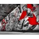 Wall mural street graffiti tunnel in black and red